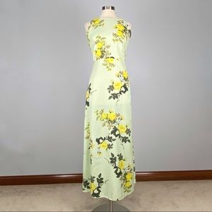 ASOS Green Yellow Floral Print Halter Maxi Dress